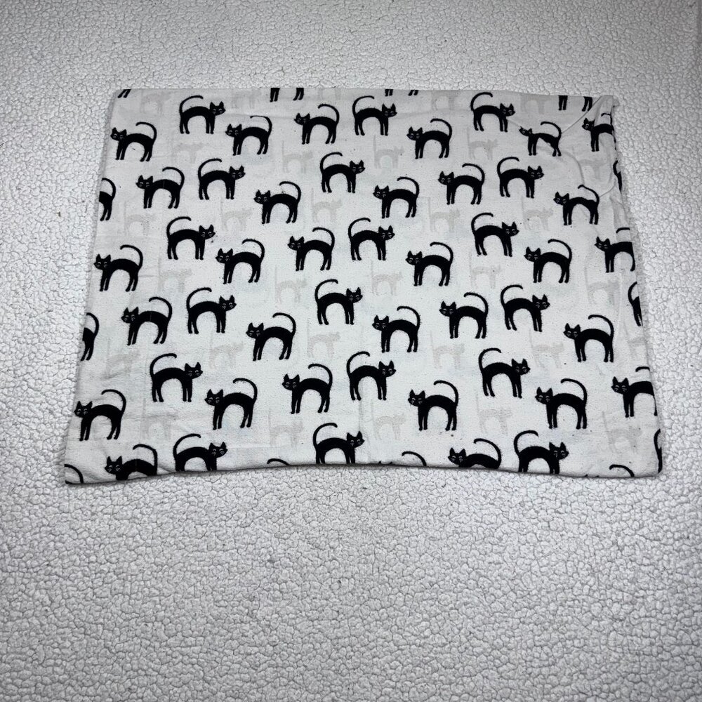 Black Cat Flannel Pillow Case Cats 28" x 22" inches Black & White
